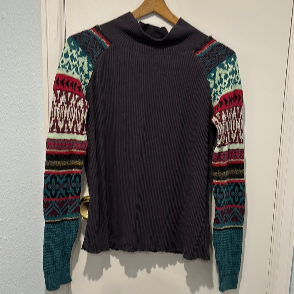 Free People Charcoal Ribbed Sweater